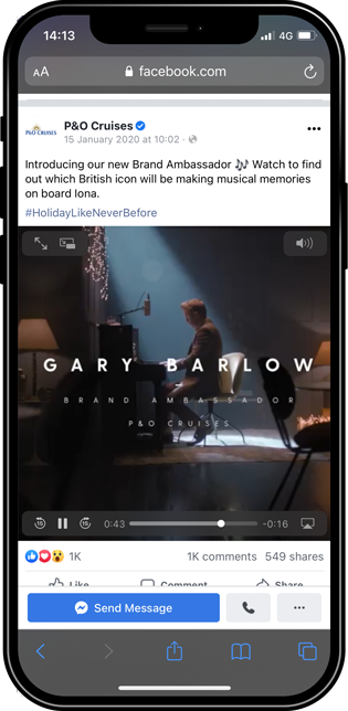 Gary Barlow mobile facebook post