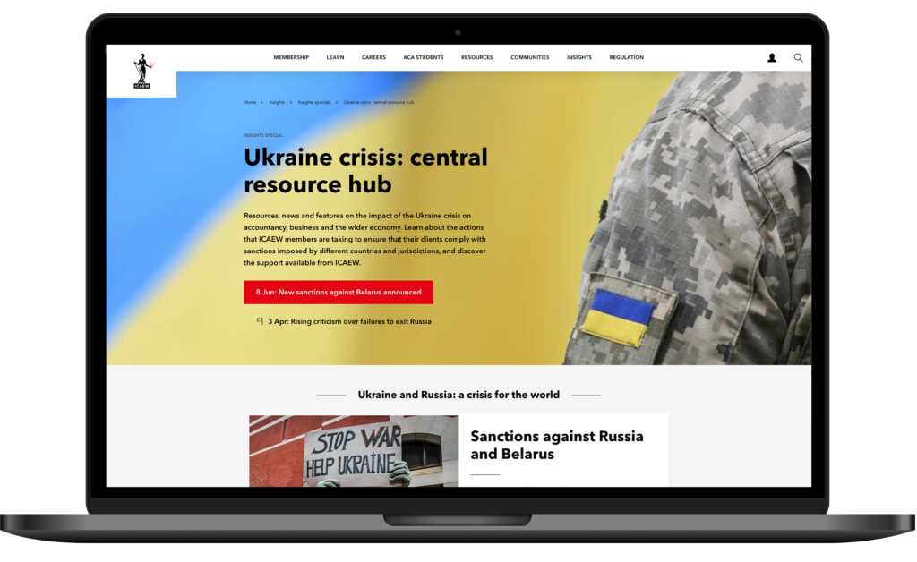 Laptop mockup of Ukraine hub