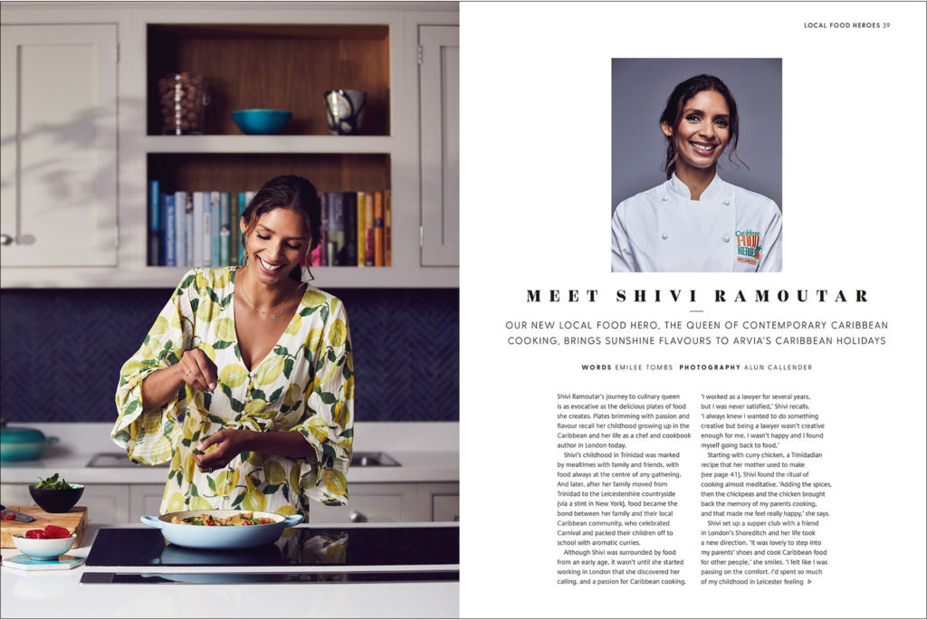 Magazine spread of woman cooking