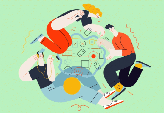 Animation of three figure